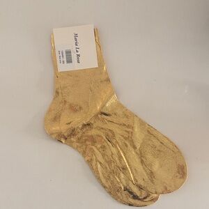 Maria La Rosa Gold Metallic Ankle Socks